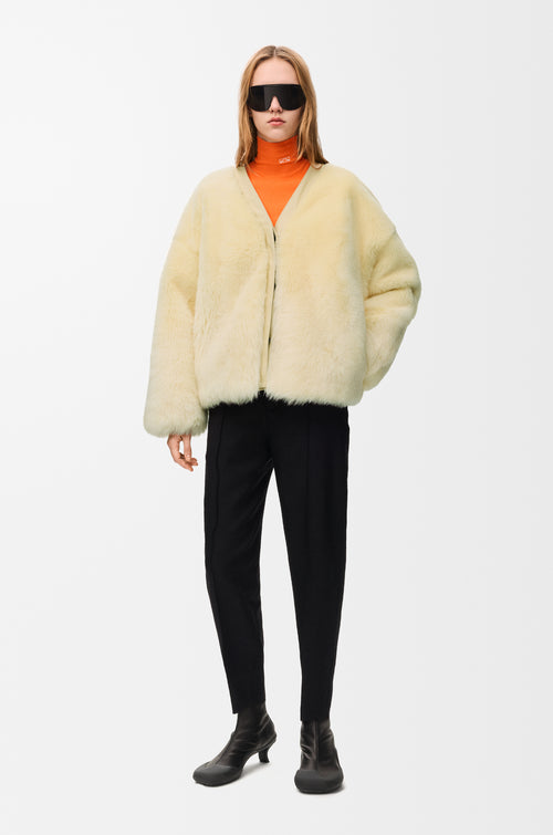 Cardigan en peau lainée - Jaune clair
