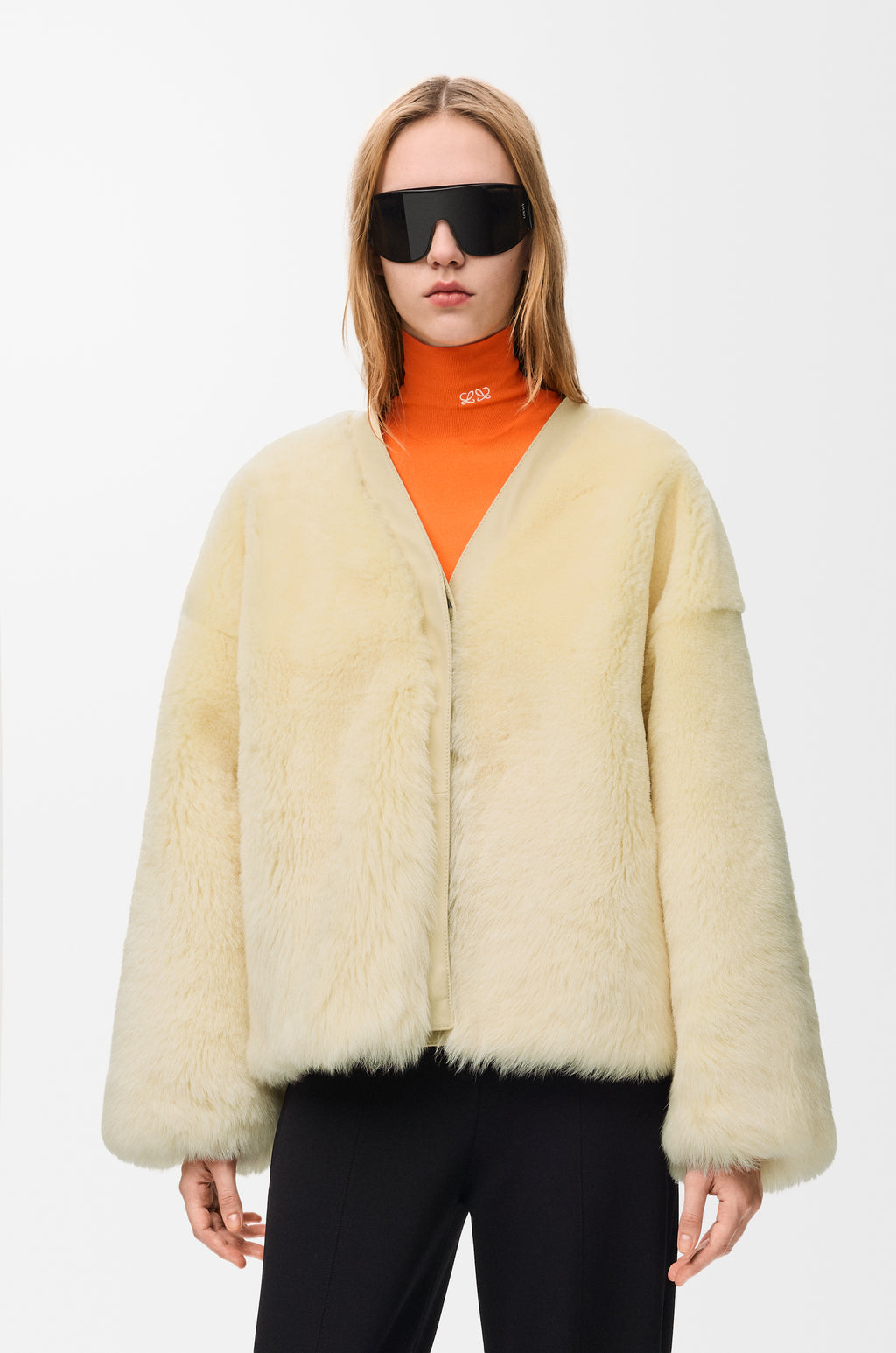 Cardigan en peau lainée - Jaune clair