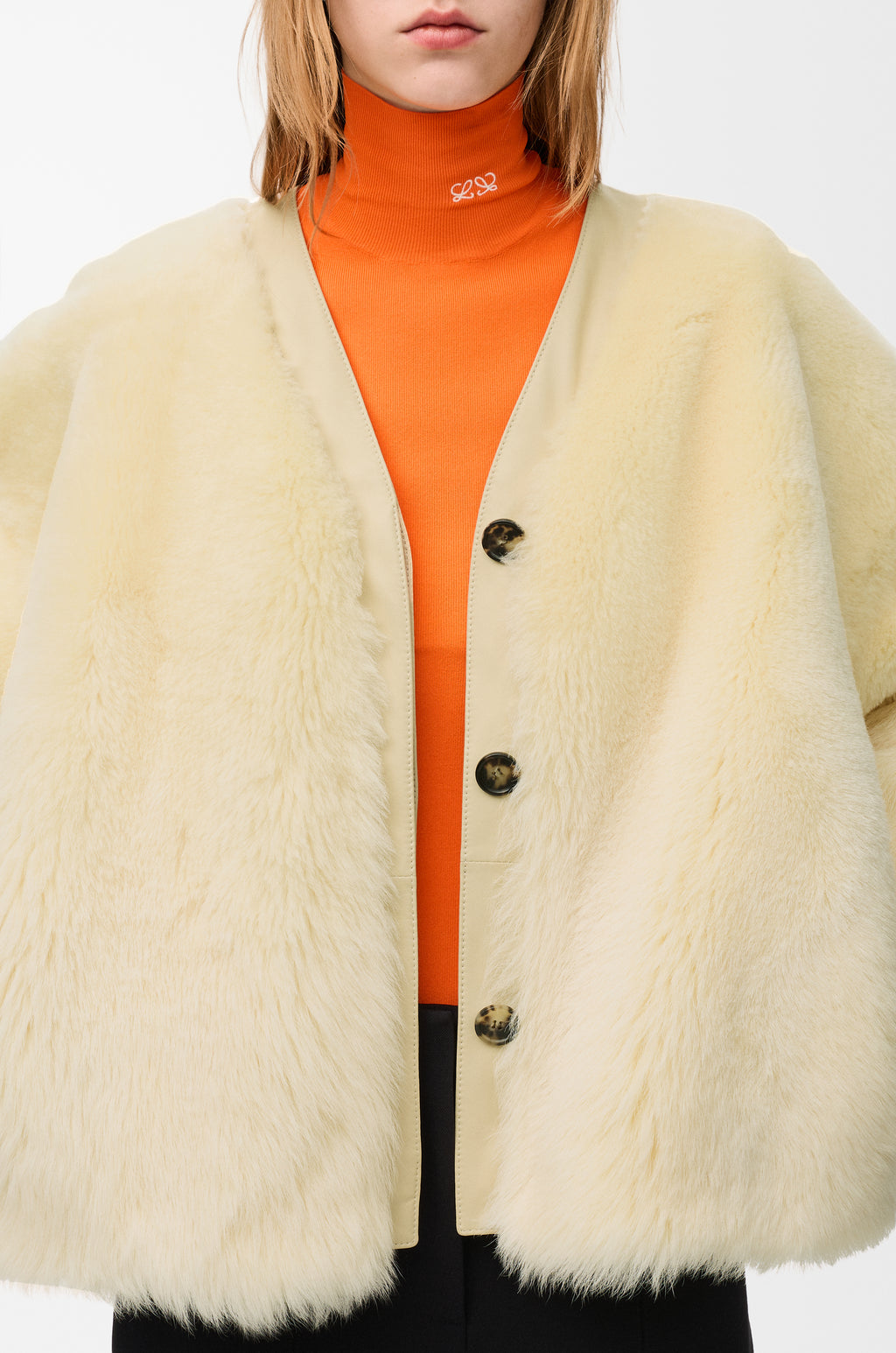 Cardigan en peau lainée - Jaune clair