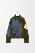 Bomber en peau lainée - Vert kaki/Multicolore