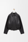 Veste à coulisse en cuir d'agneau nappa - Noir