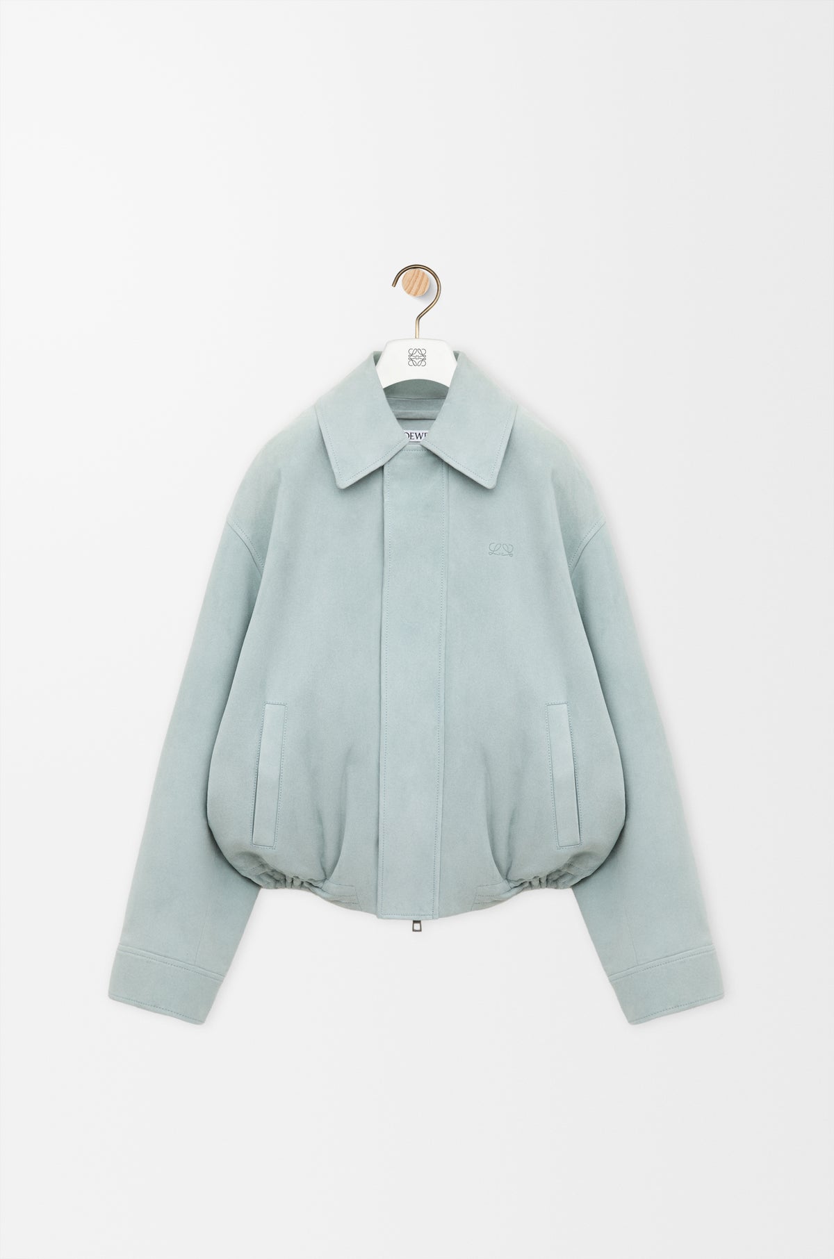 Veste à coulisse en agneau velours - Bleu gris