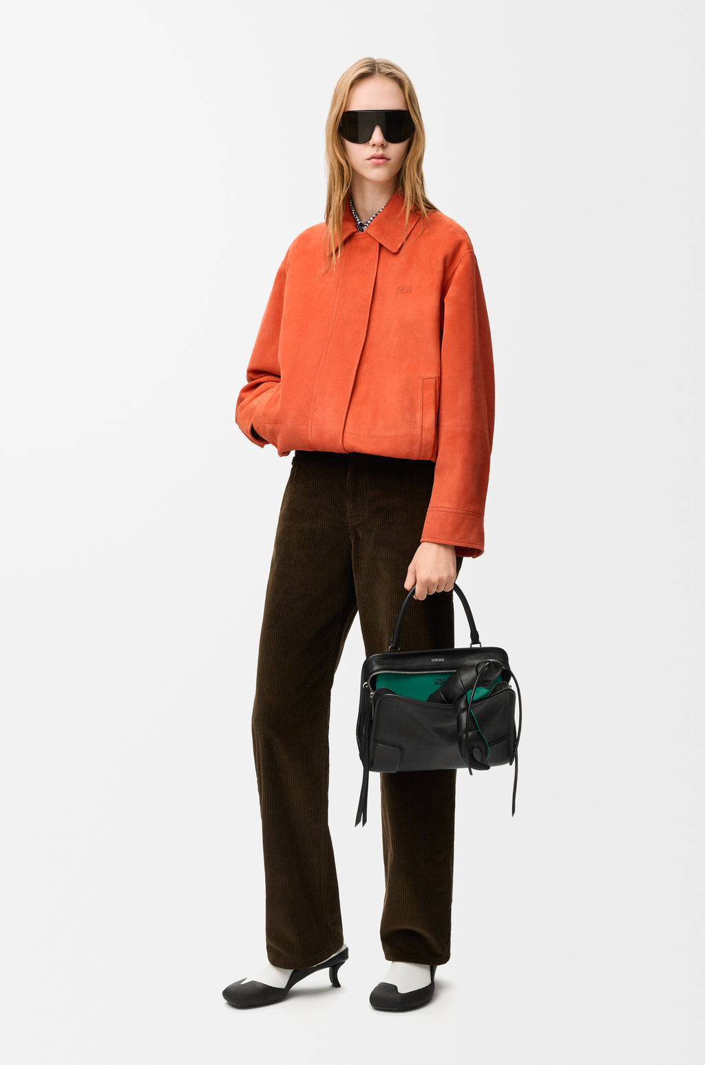 Veste à coulisse en agneau velours - Orange