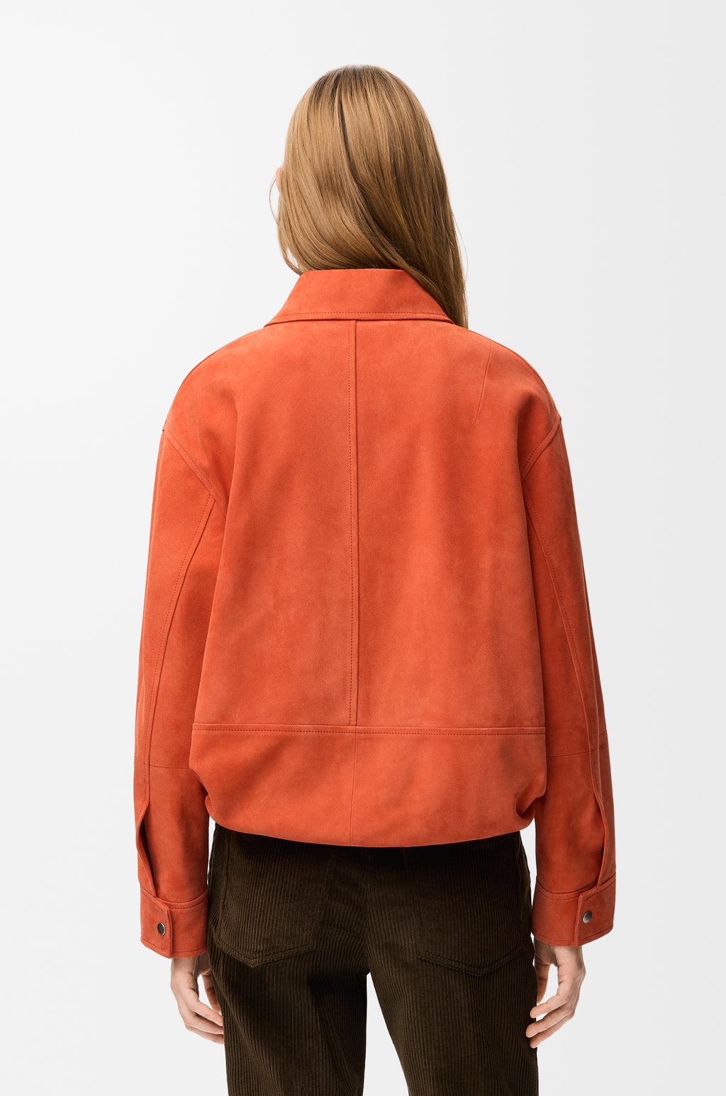 Veste à coulisse en agneau velours - Orange