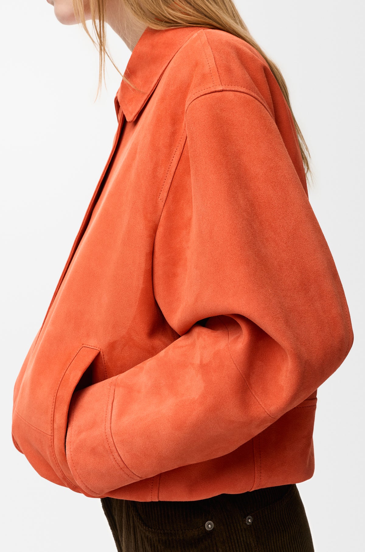 Veste à coulisse en agneau velours - Orange