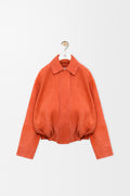 Veste à coulisse en agneau velours - Orange