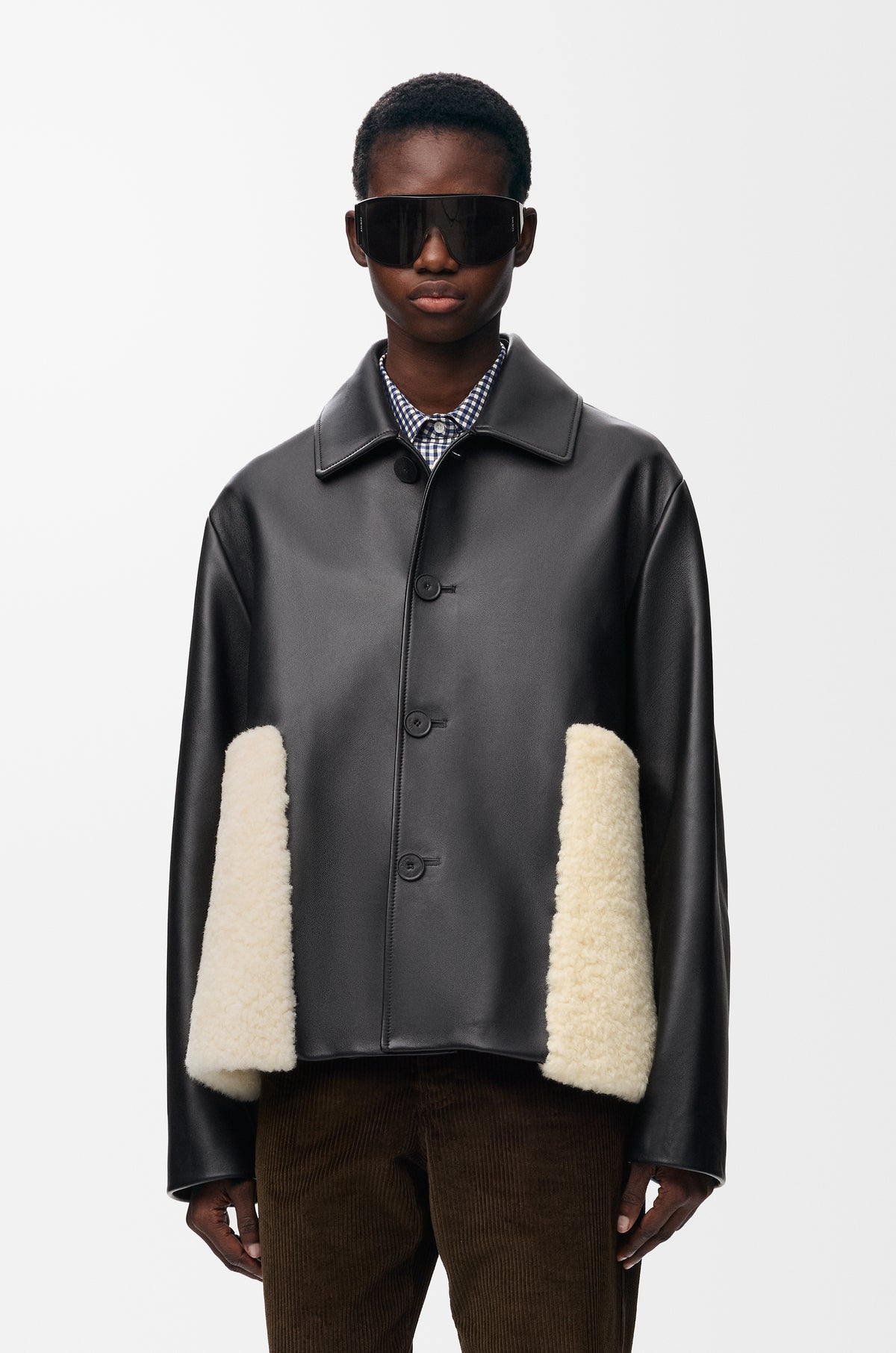 Veste en cuir d'agneau nappa - Noir - vue 3