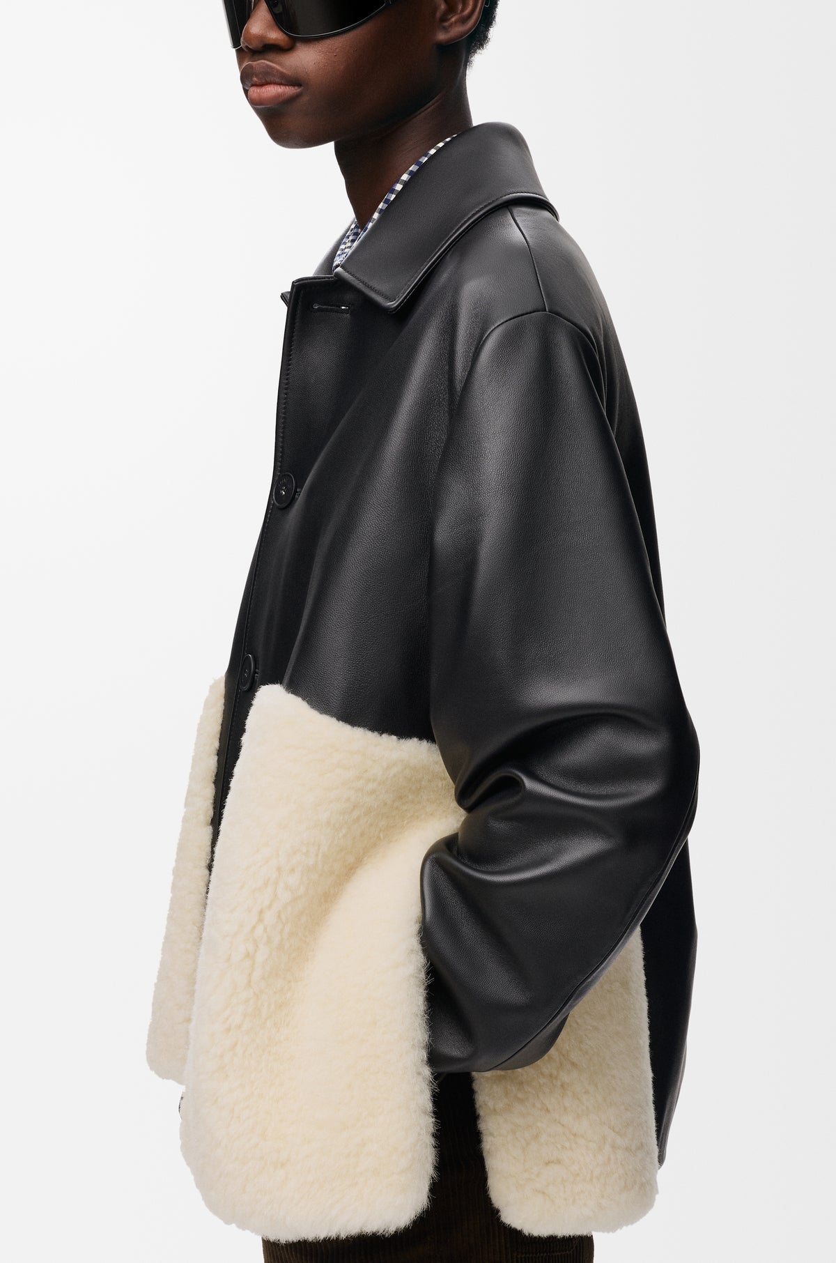 Veste en cuir d'agneau nappa - Noir - vue 5