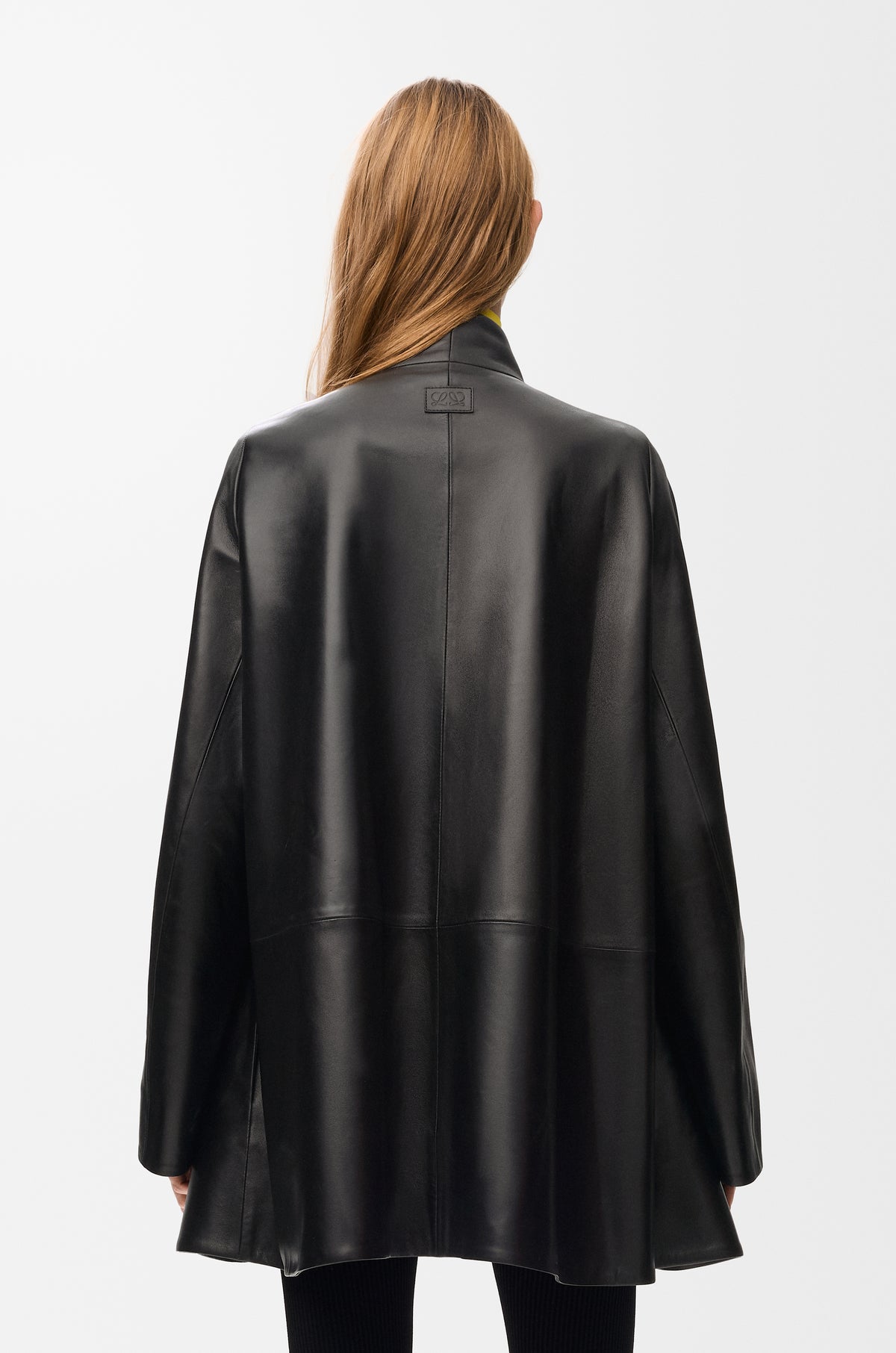 Manteau court en cuir d'agneau nappa - Noir