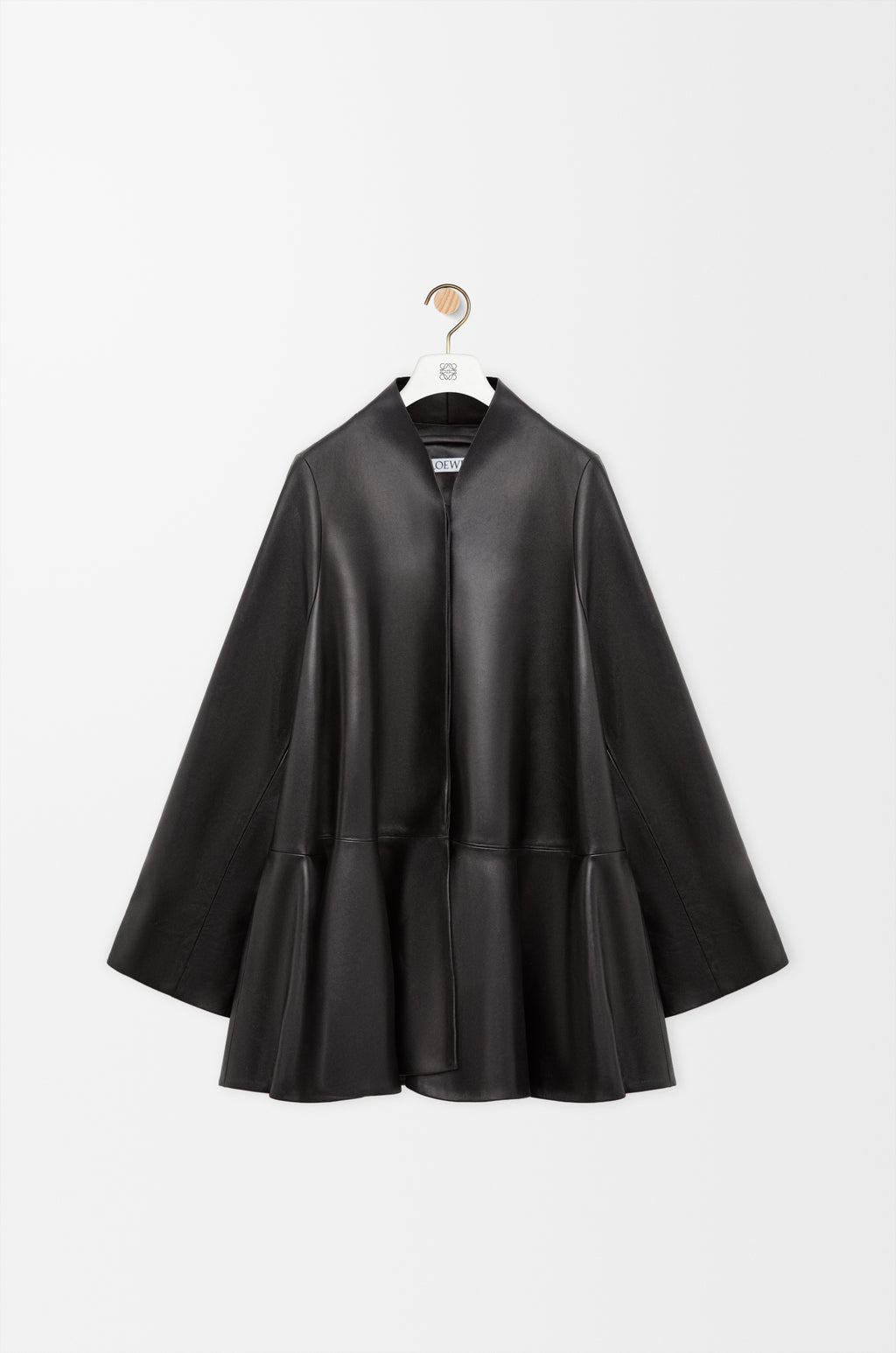 Manteau court en cuir d'agneau nappa - Noir