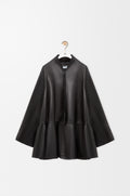 Manteau court en cuir d'agneau nappa - Noir