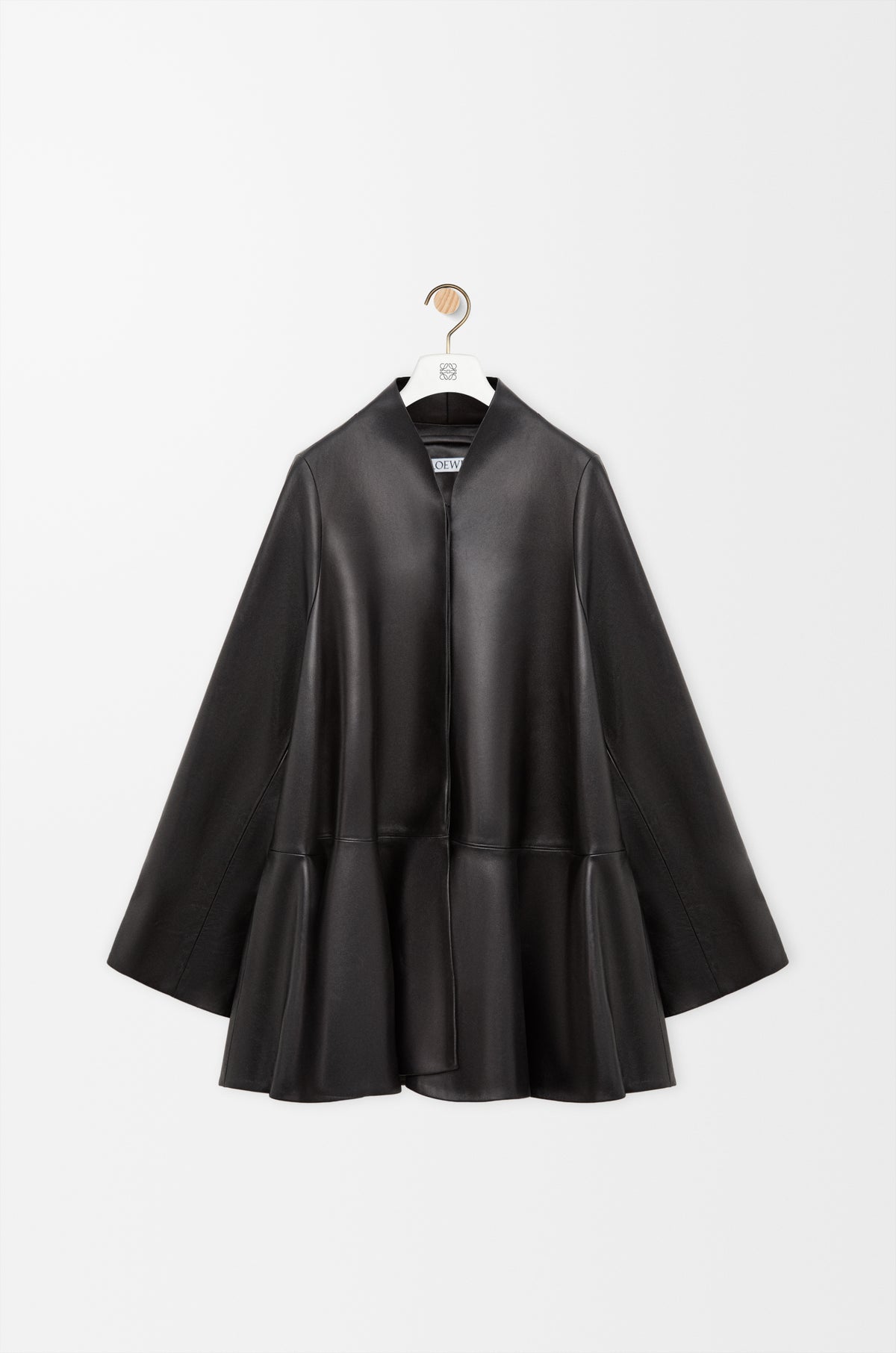 Manteau court en cuir d'agneau nappa - Noir