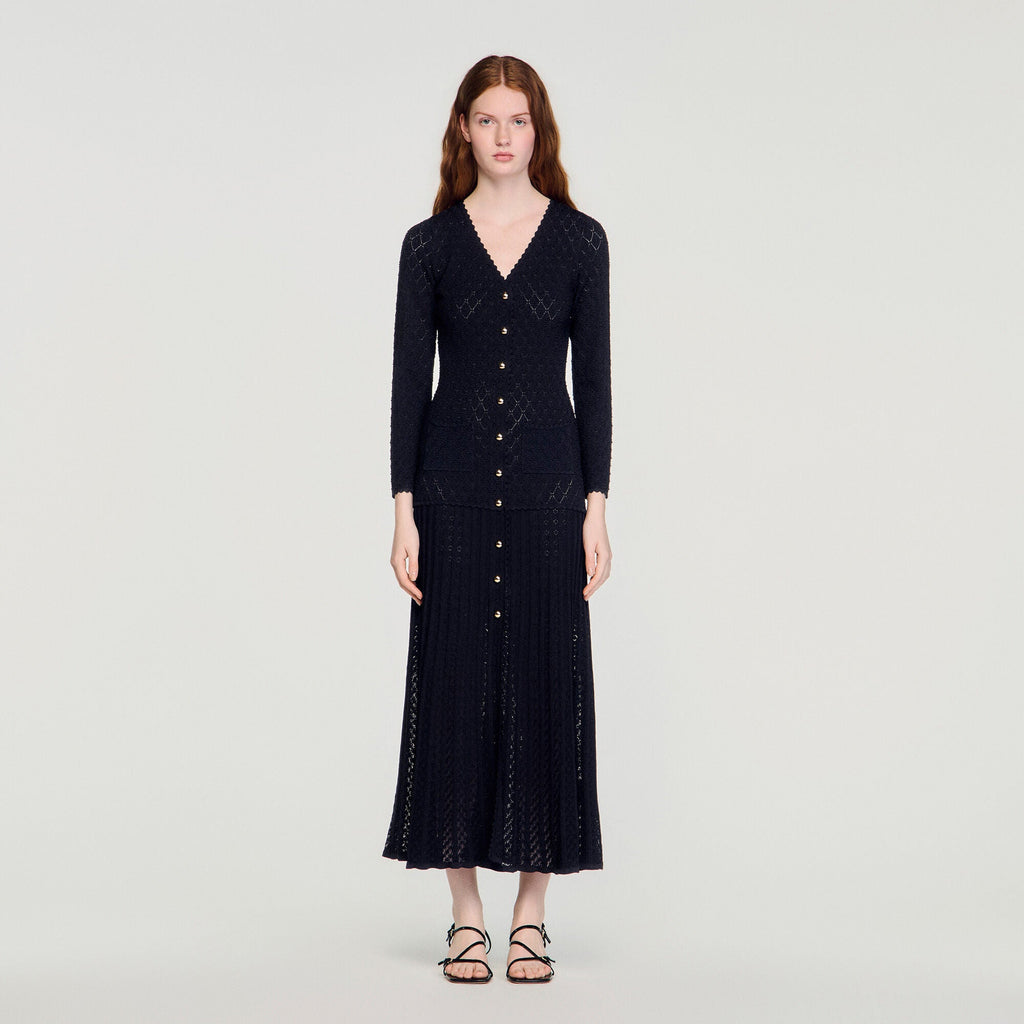 Robe longue en maille fantaisie - Noir