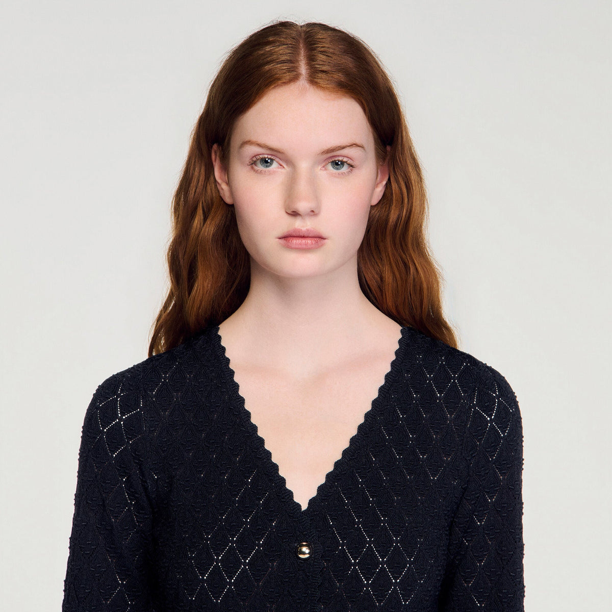 Robe longue en maille fantaisie - Noir