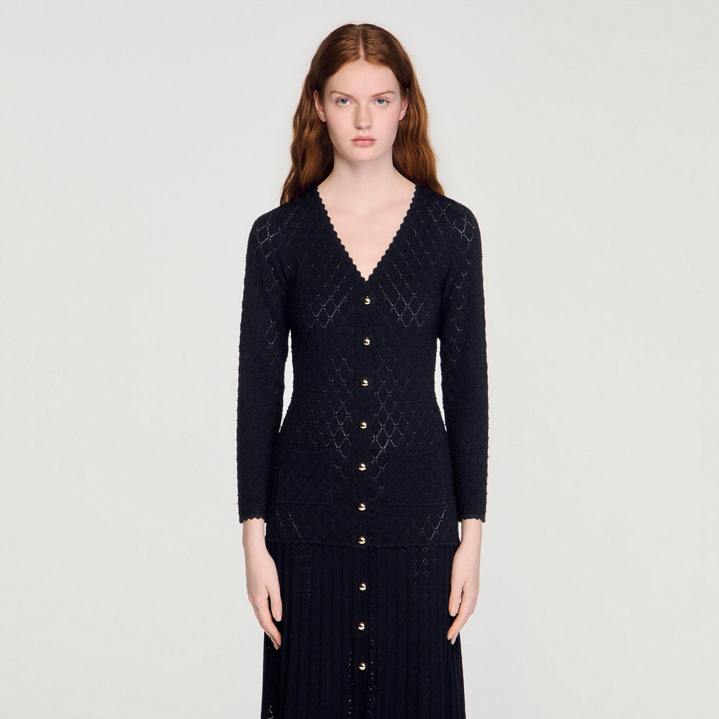 Robe longue en maille fantaisie - Noir