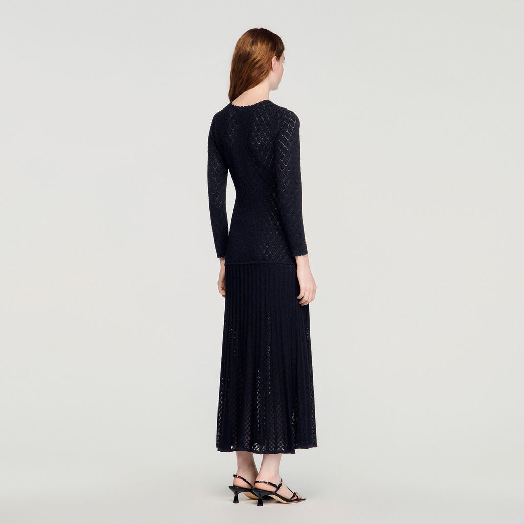 Robe longue en maille fantaisie - Noir