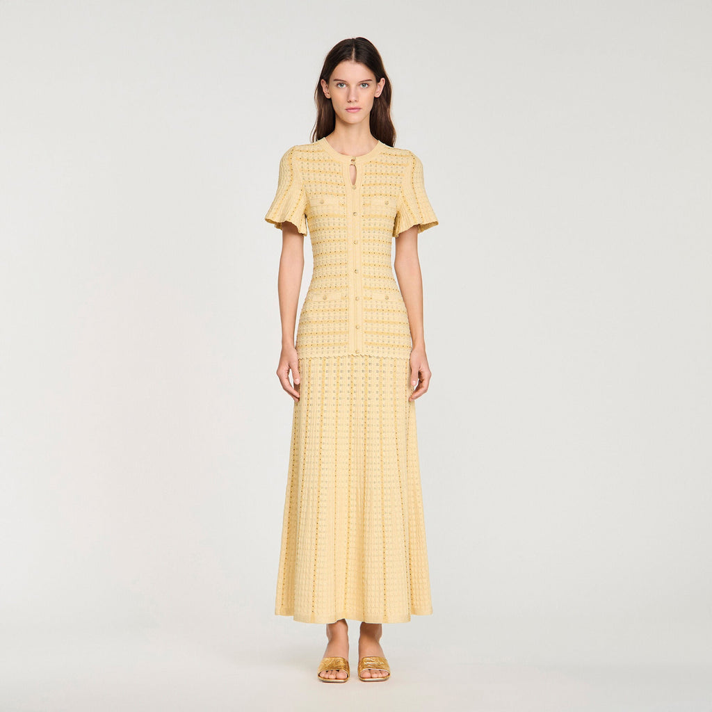 Robe longue maille strassée - Gold