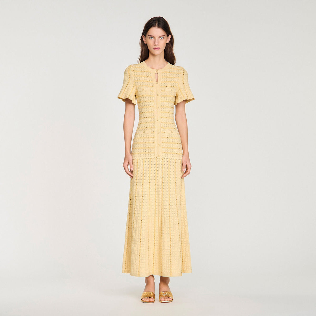 Robe longue maille strassée - Gold