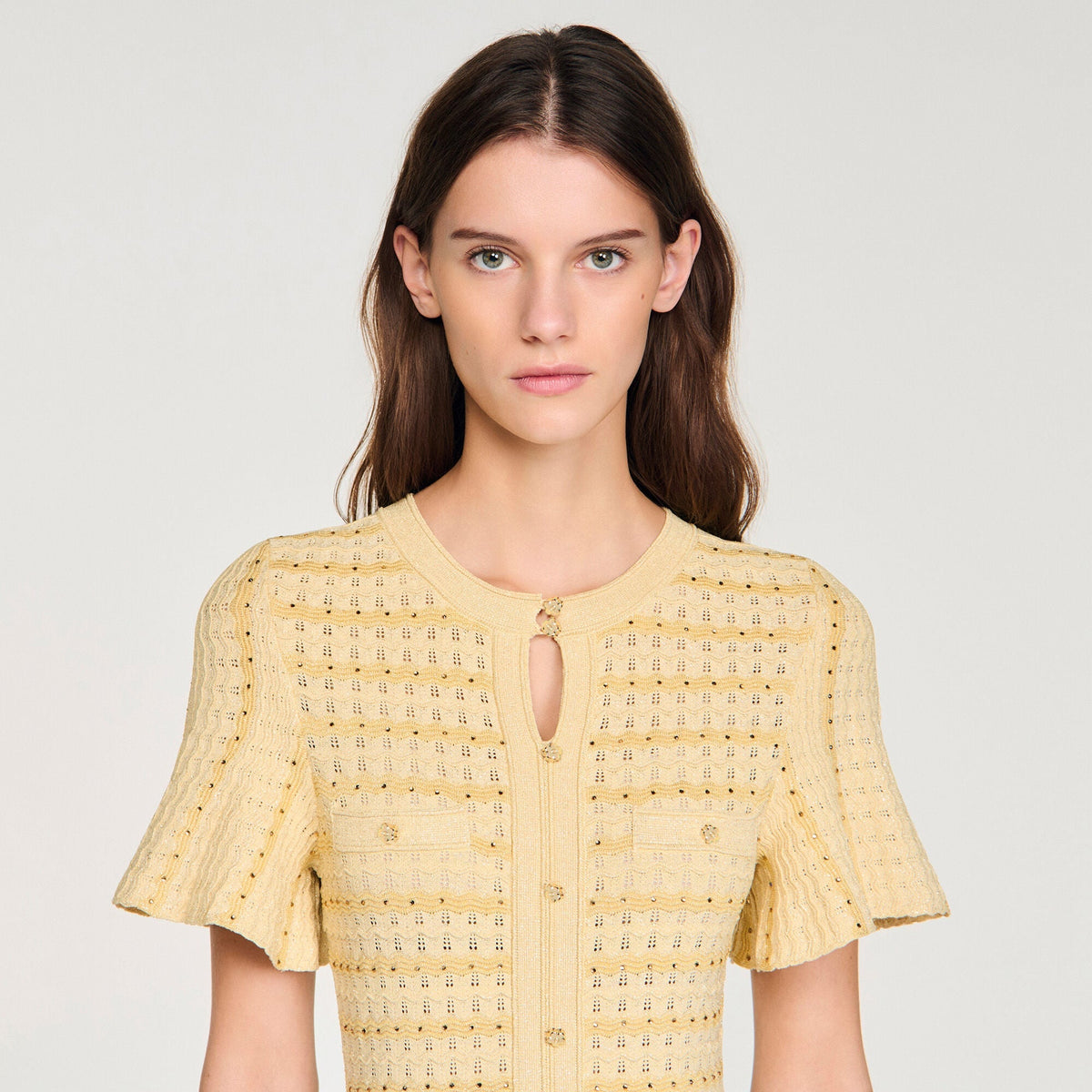 Robe longue maille strassée - Gold