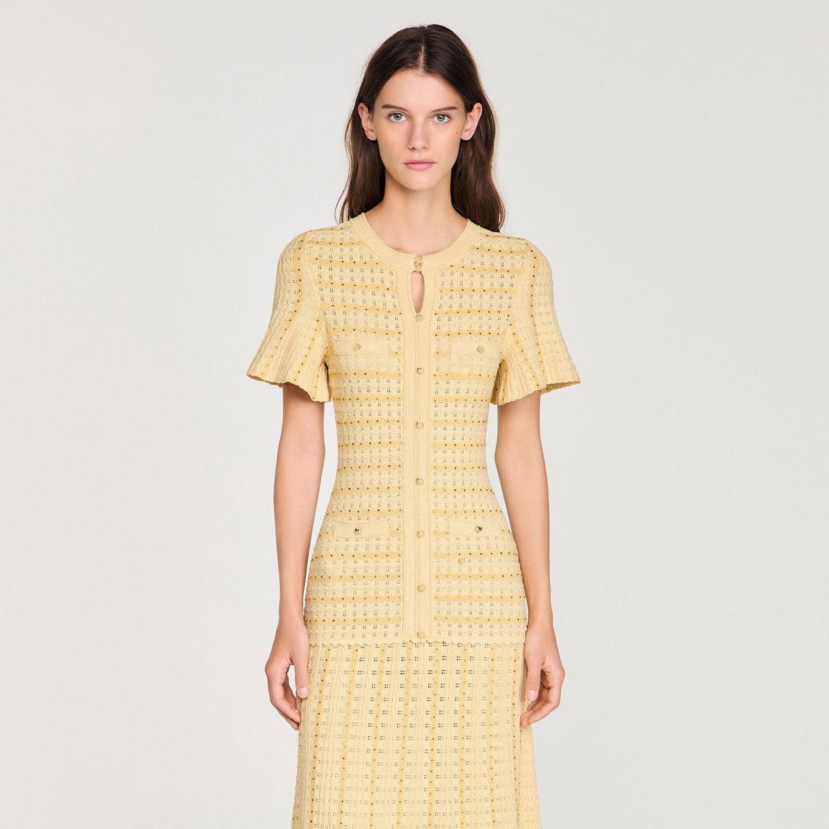 Robe longue maille strassée - Gold