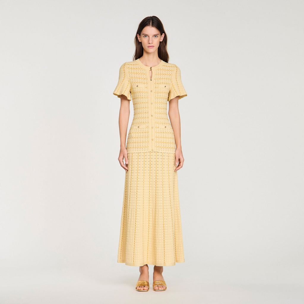 Robe longue maille strassée - Gold