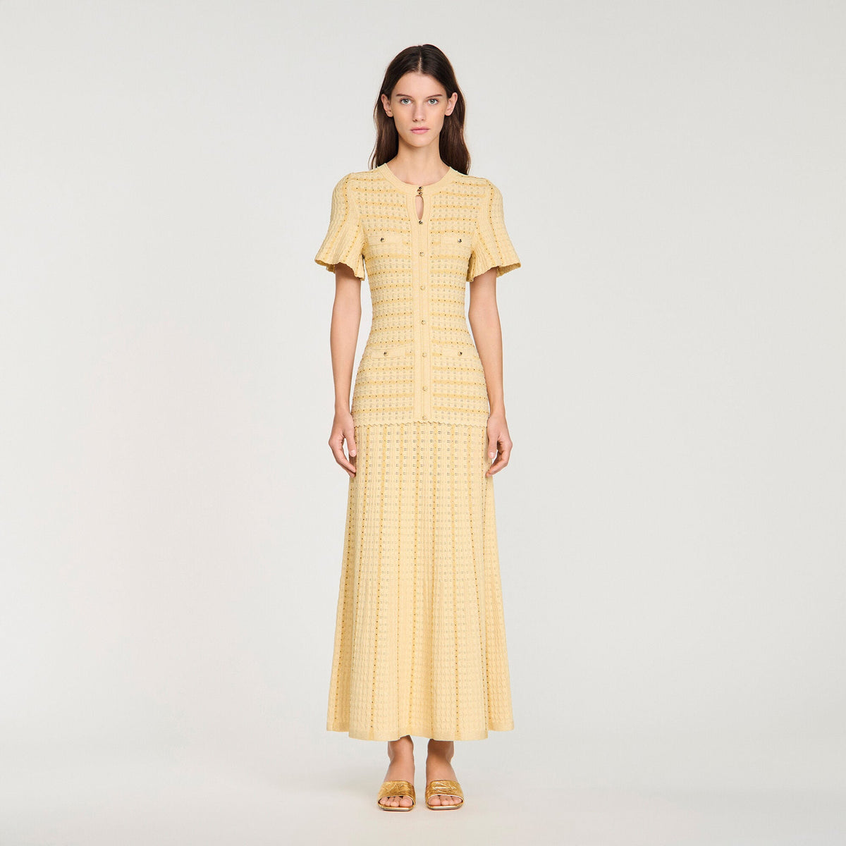 Robe longue maille strassée - Gold