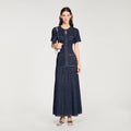 Robe longue maille strassée - Marine