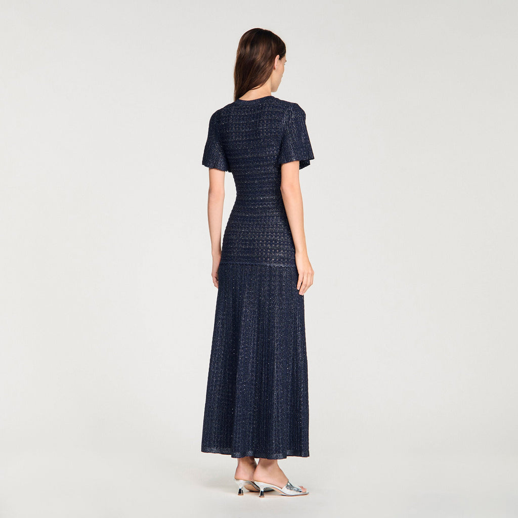 Robe longue maille strassée - Marine
