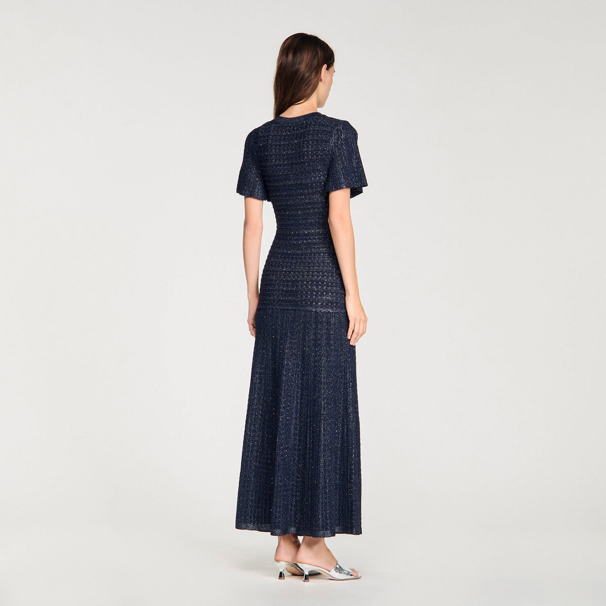 Robe longue maille strassée - Marine