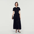 Robe longue en maille à basque - Noir