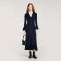 Robe longue en maille à volant - Noir