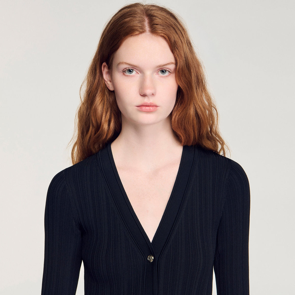 Robe longue en maille à volant - Noir