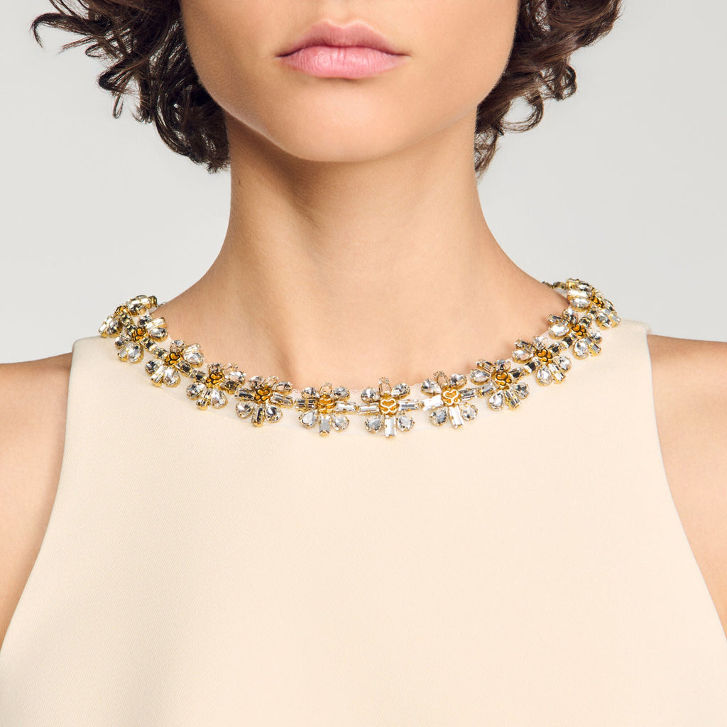 Robe courte à détail bijou - Vanille