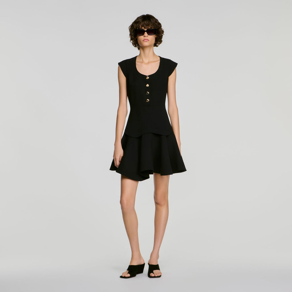 Robe courte boutonnée - Noir