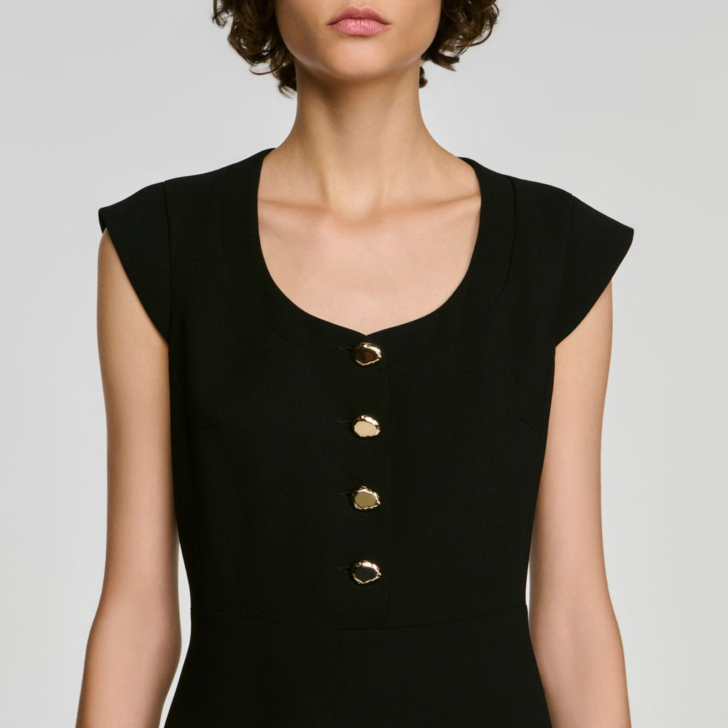Robe courte boutonnée - Noir