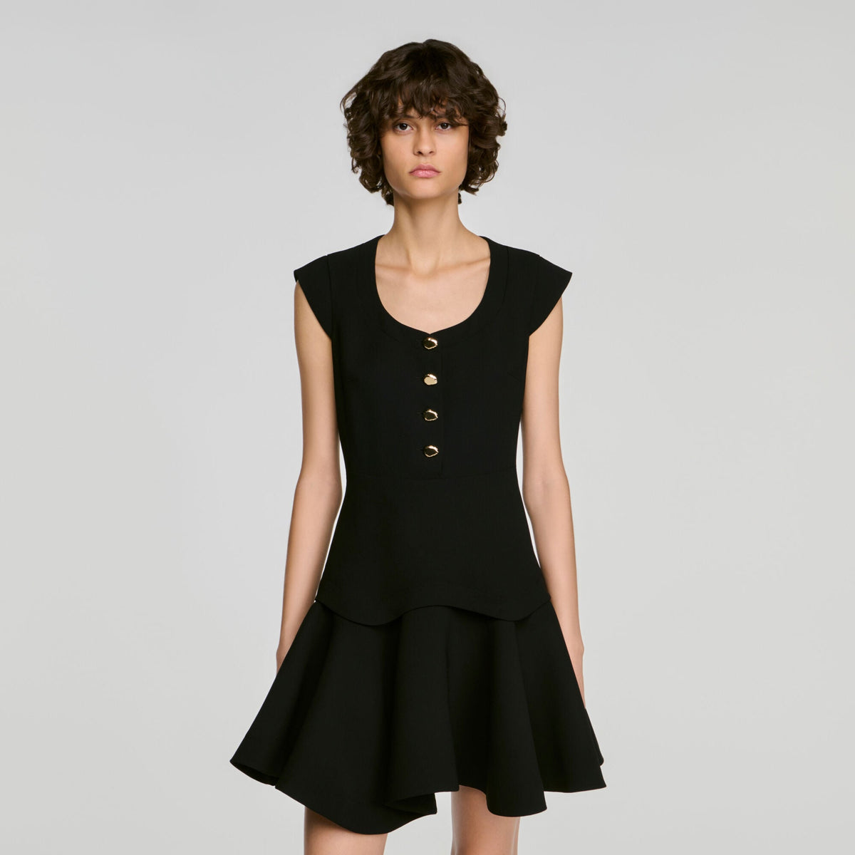 Robe courte boutonnée - Noir