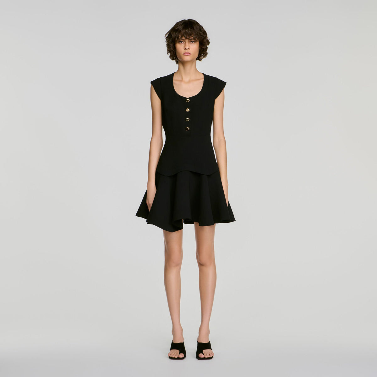 Robe courte boutonnée - Noir