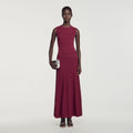 Robe longue en maille pointelle - Bordeaux