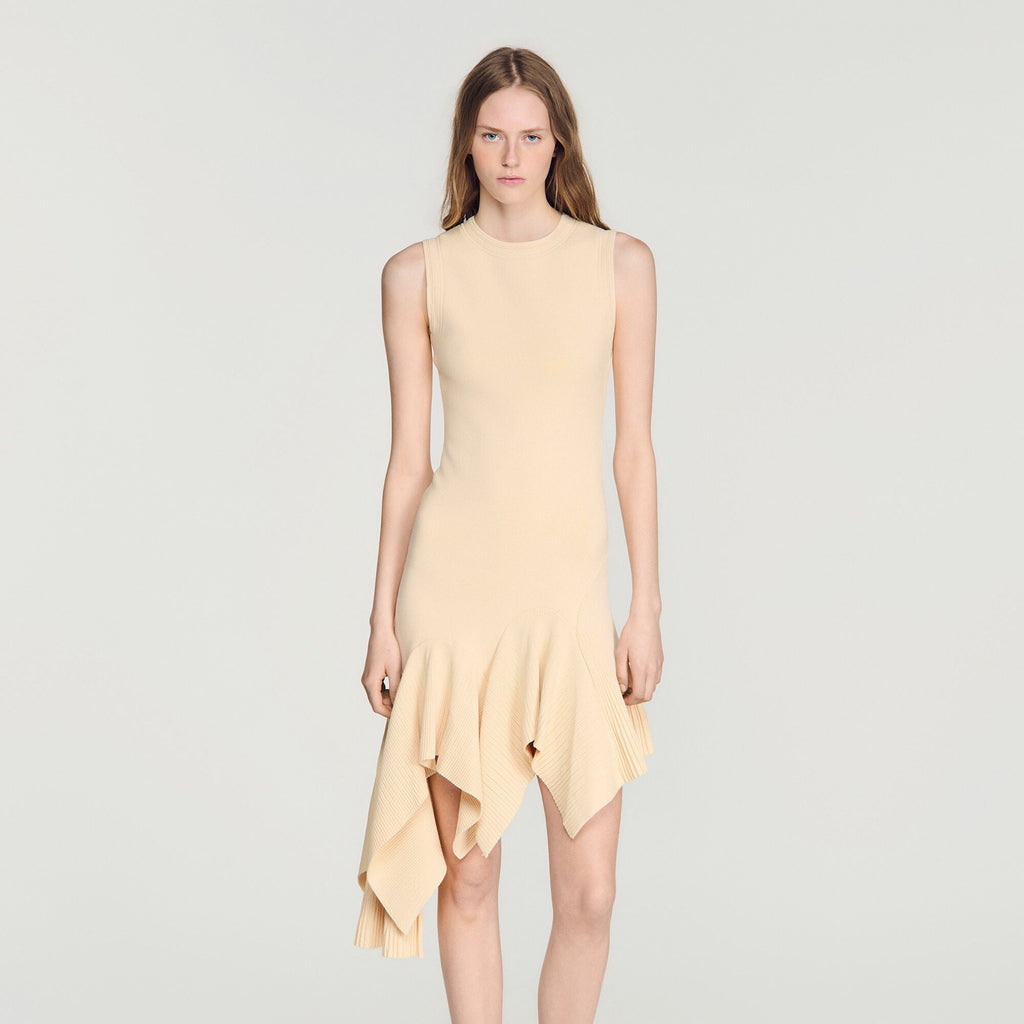 Robe en maille asymétrique - Vanille