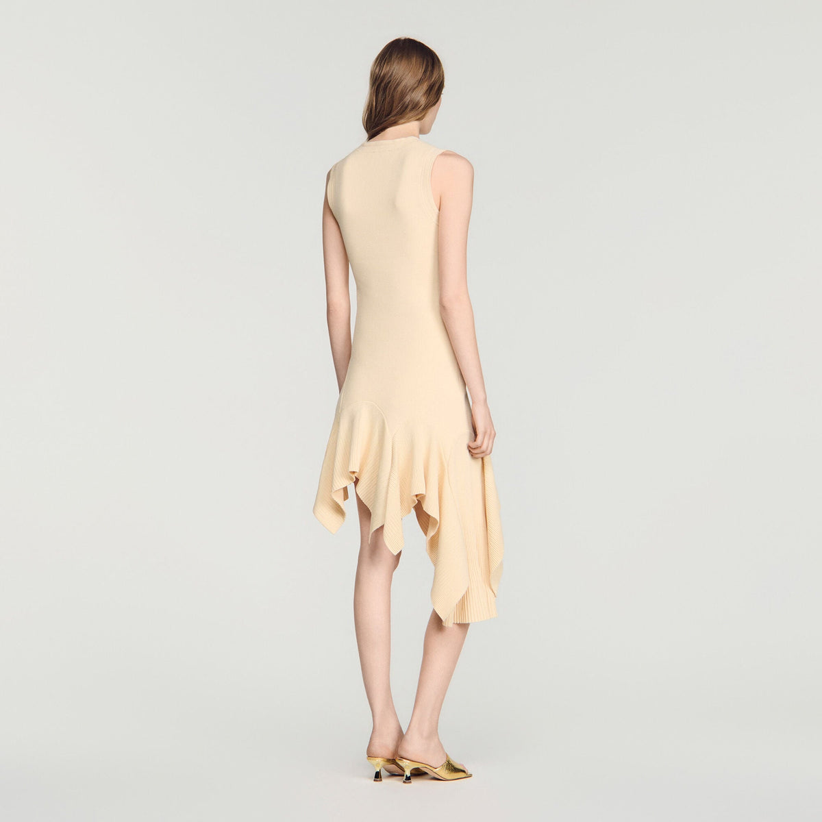 Robe en maille asymétrique - Vanille
