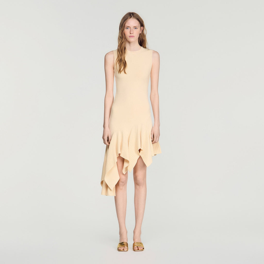 Robe en maille asymétrique - Vanille
