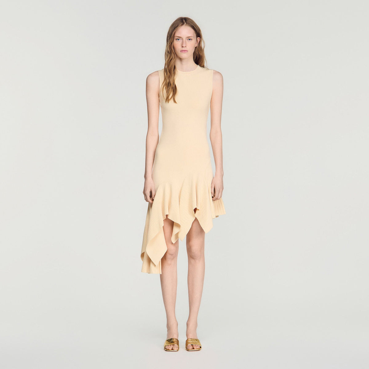 Robe en maille asymétrique - Vanille