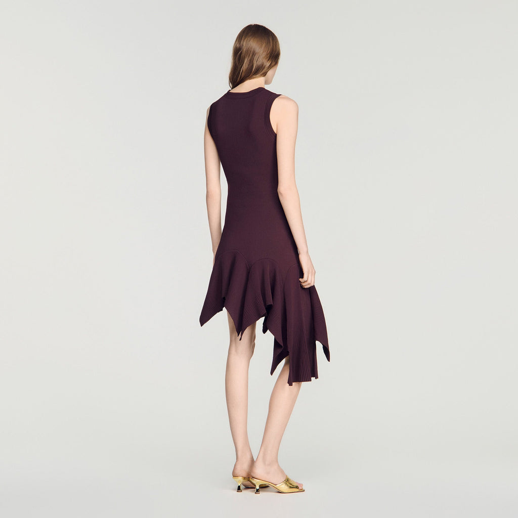 Robe en maille asymétrique - Marron