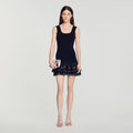 Robe courte en maille à studs - Noir