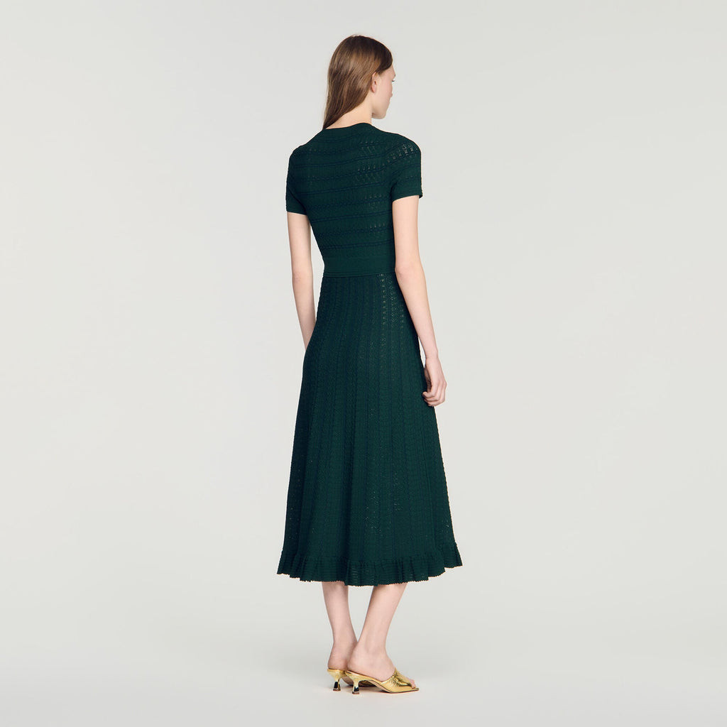 Robe longue en maille pointelle - Vert