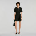 Robe portefeuille col tailleur - Noir