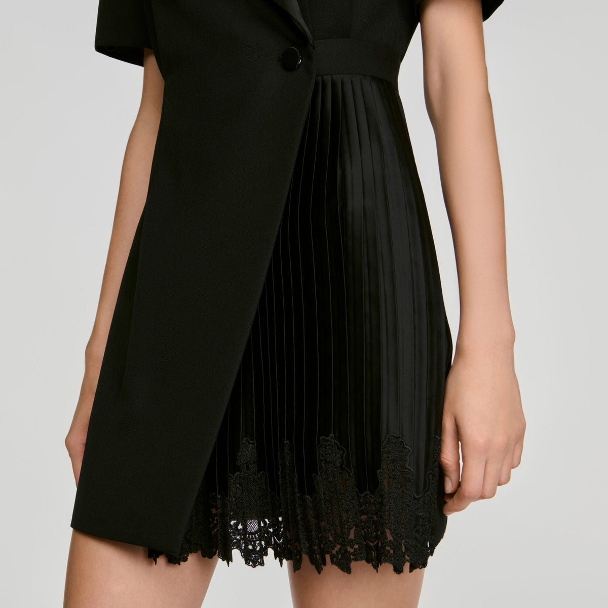 Robe portefeuille col tailleur - Noir