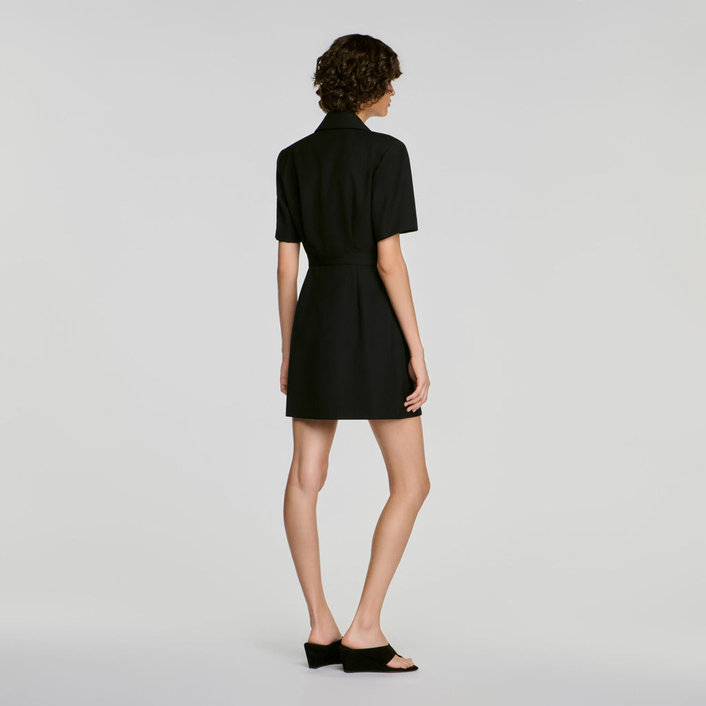 Robe portefeuille col tailleur - Noir