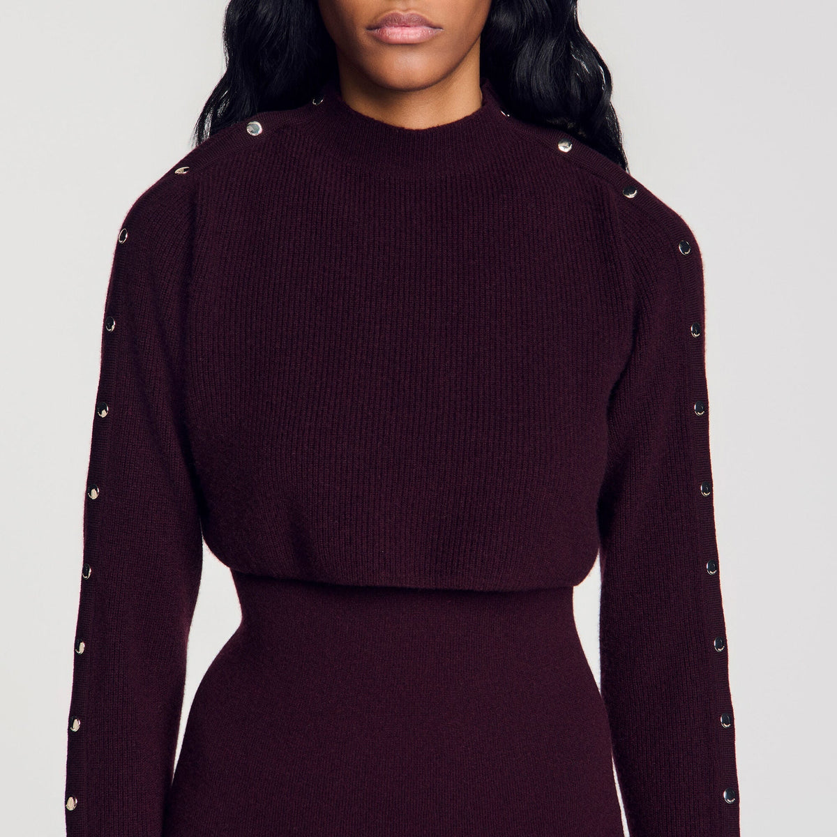 Robe longue en maille 2 en 1 - Bordeaux