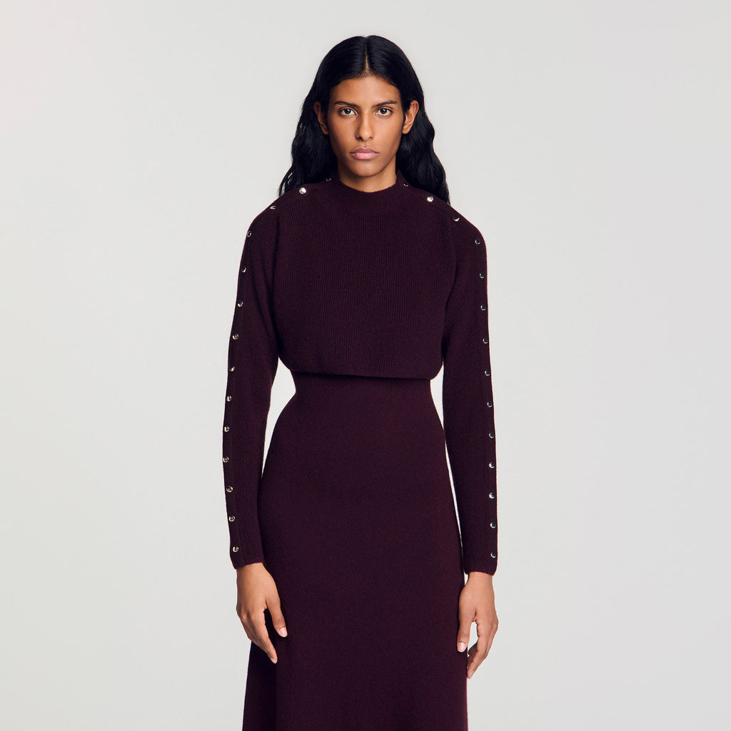 Robe longue en maille 2 en 1 - Bordeaux